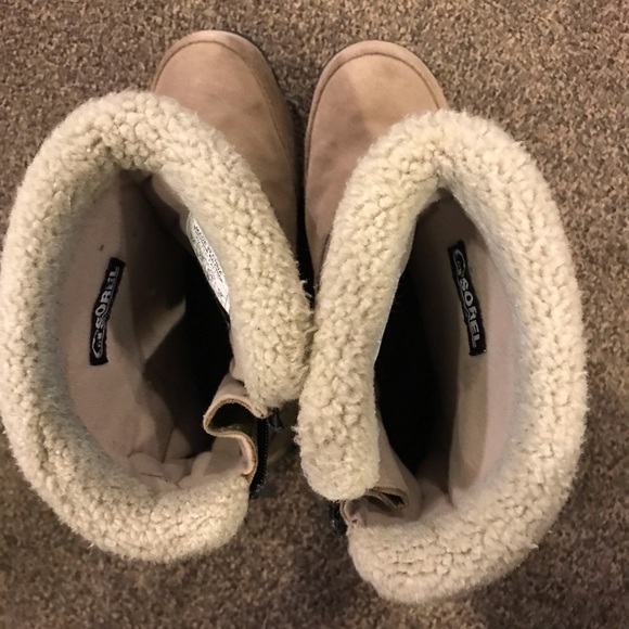 Tan Sorel winter boots, worn before but in solid condition, size 9.5 - Picture 5 of 8